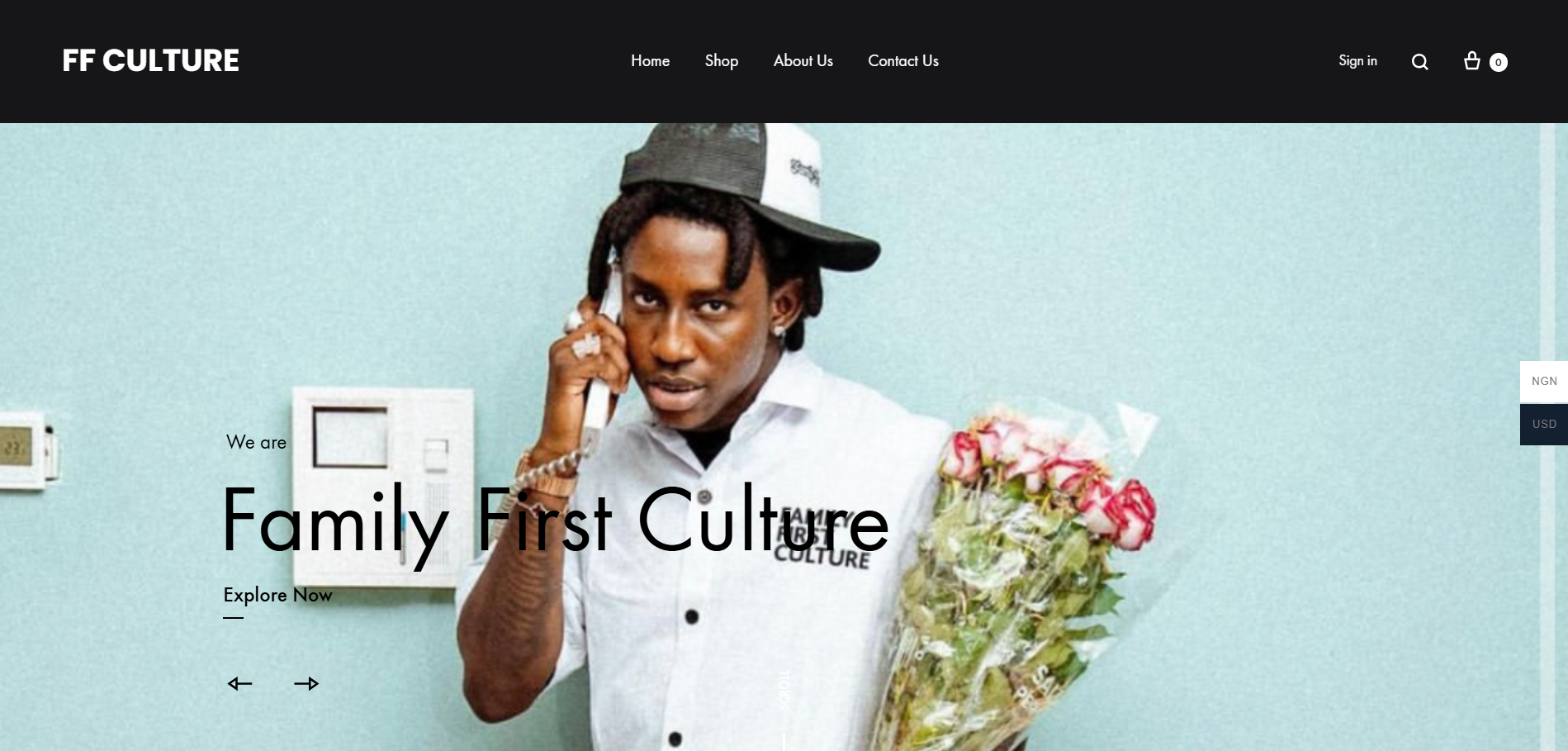 Screenshot of the FF Culture fashion store