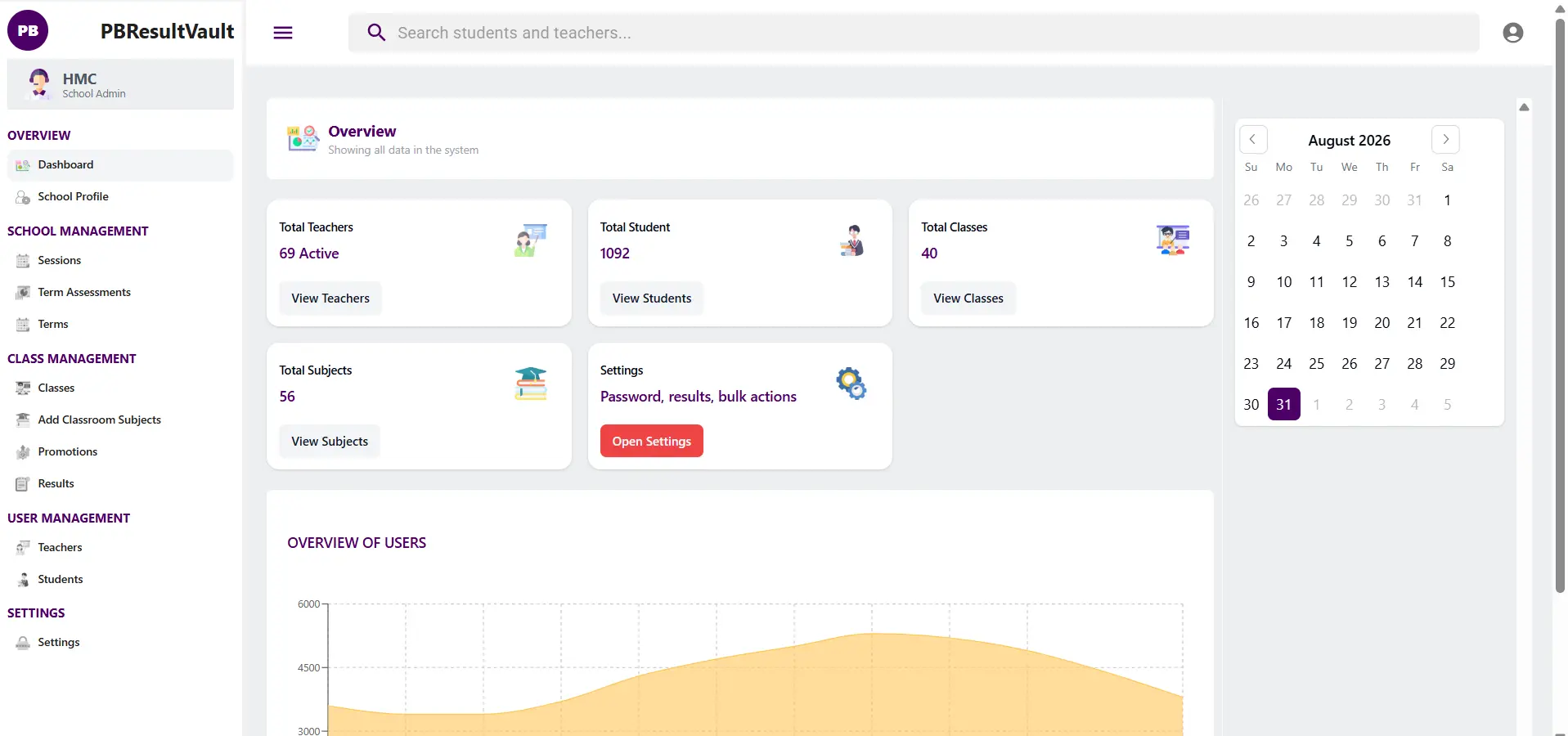 Screenshot of PBResultVault